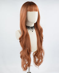30Inch Orange Brown Long Synthetic Wig HW447