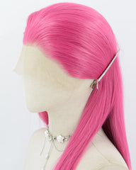 38inch Long Bright Pink Synthetic Lace Front Wig WW1030
