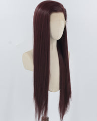 Dark Auburn Long Straight Synthetic Lace Front Wig WW1042