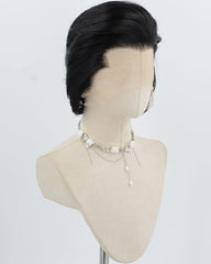 Elvis Black Short Synthetic Lace Front Men's Wig MW043
