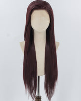Dark Auburn Long Straight Synthetic Lace Front Wig WW1042