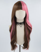 Long Brown Pink Synthetic Wig HW292