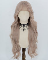 Dusty Rose Beige Long Wavy Synthetic Wig HW849