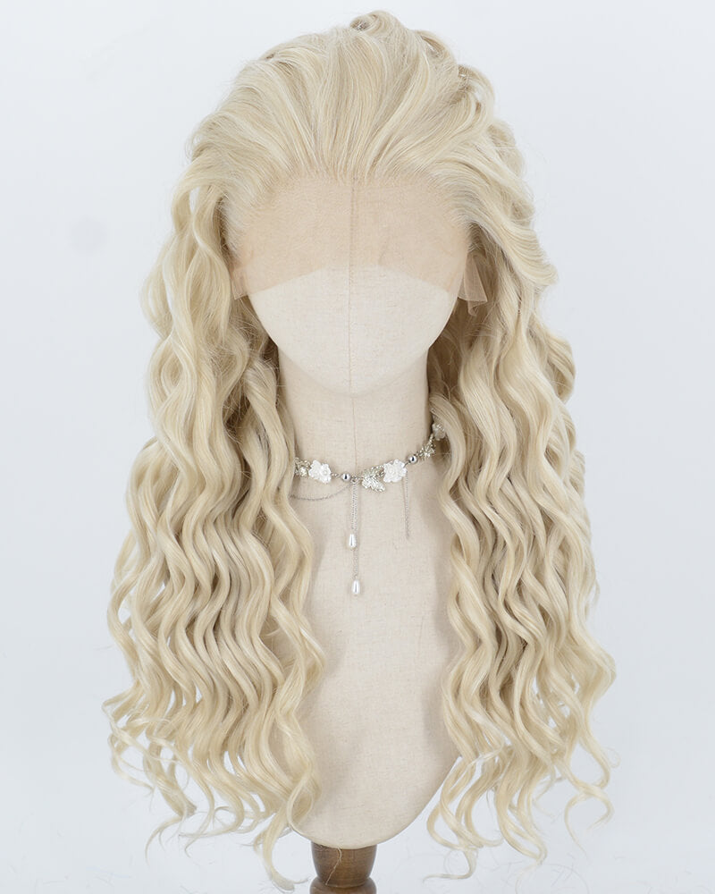 Ash Blonde Curly Synthetic Lace Front Wig WW1080
