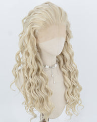 Ash Blonde Curly Synthetic Lace Front Wig WW1080