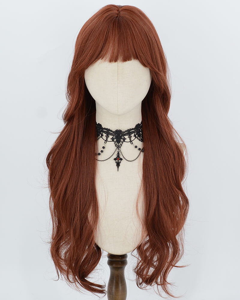 Auburn Brown Long Wavy Synthetic Wig HW851