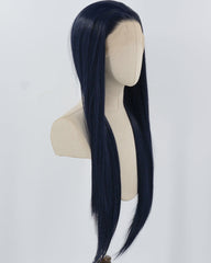 Black Blue Long Straight Synthetic Lace Front Wig WW881