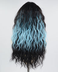 Black Ombre Blue Curly Synthetic Wig HW454