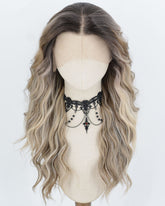 Ombre Brown Highlights Blonde Synthetic Lace Front Wig WW1071