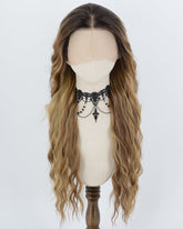 Black Ombre Brown Long Curly Synthetic Lace Front Wig WW1069