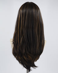 Black Highlights Brown Synthetic Wig HW314