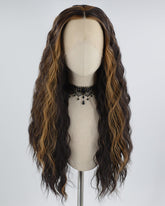 Brown Black Curly Synthetic Lace Front Wig WW654