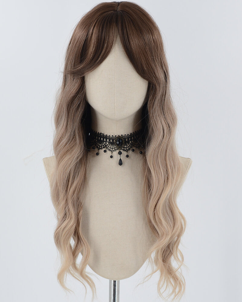 Black Ombre Brown Curly Synthetic Wig HW575