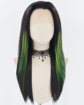 Black Strunk Stripe Green Synthetic Lace Front Wig WW730