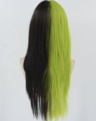 Green Black Long Straight Synthetic Wig HW618