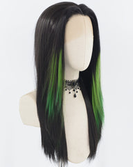 Black Strunk Stripe Green Synthetic Lace Front Wig WW730