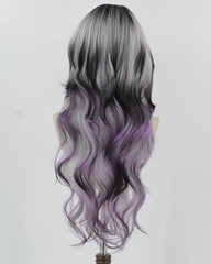 Black Ombre Purple Wavy Synthetic Wig HW605