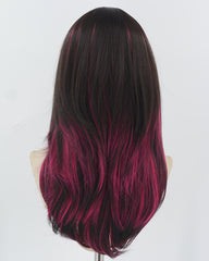 Black Hot Pink Synthetic Wig HW670