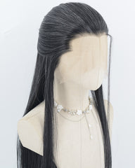 Mixed Black Grey Synthetic Lace Front Men's Wig MW052