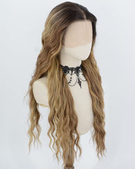 Black Ombre Brown Long Curly Synthetic Lace Front Wig WW1069