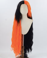 35Inch Long Black Orange Synthetic Lace Front Wig WW929