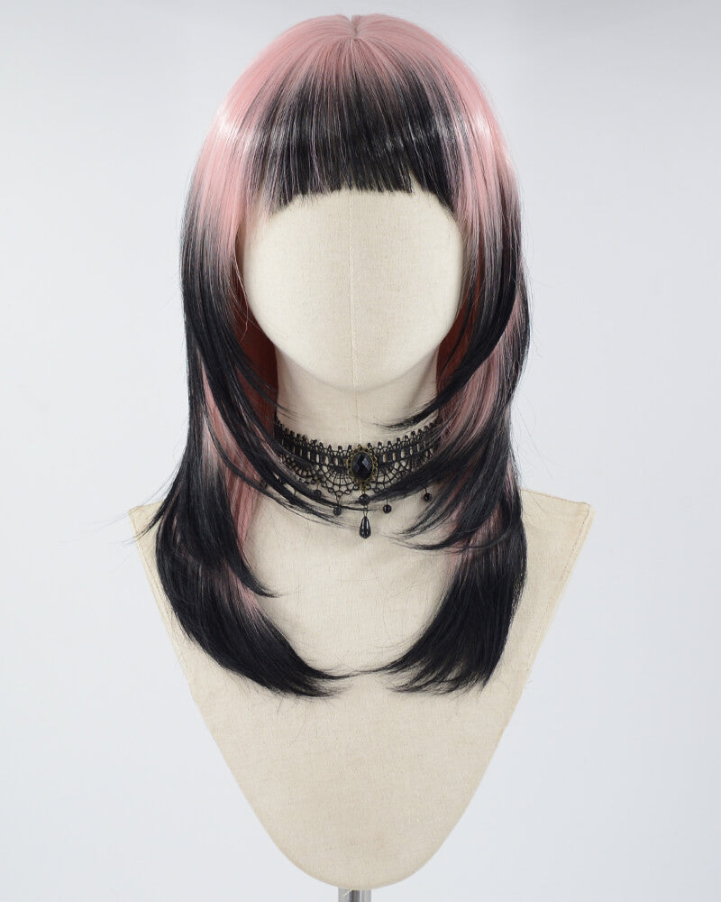 Pink Ombre Black Synthetic Wig HW437