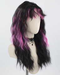 Black Pink Curly Synthetic Wig HW411