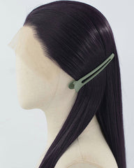 Black Purple Long Straight Synthetic Lace Front Wig WW852