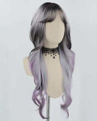 Black Ombre Purple Wavy Synthetic Wig HW605