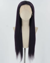 Black Purple Long Straight Synthetic Lace Front Wig WW852