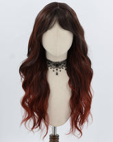 Black Ombre Red Orange Curly Synthetic Wig HW775