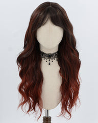 Black Ombre Red Orange Curly Synthetic Wig HW775