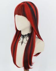 Red Highlights Black Synthetic Wig HW882