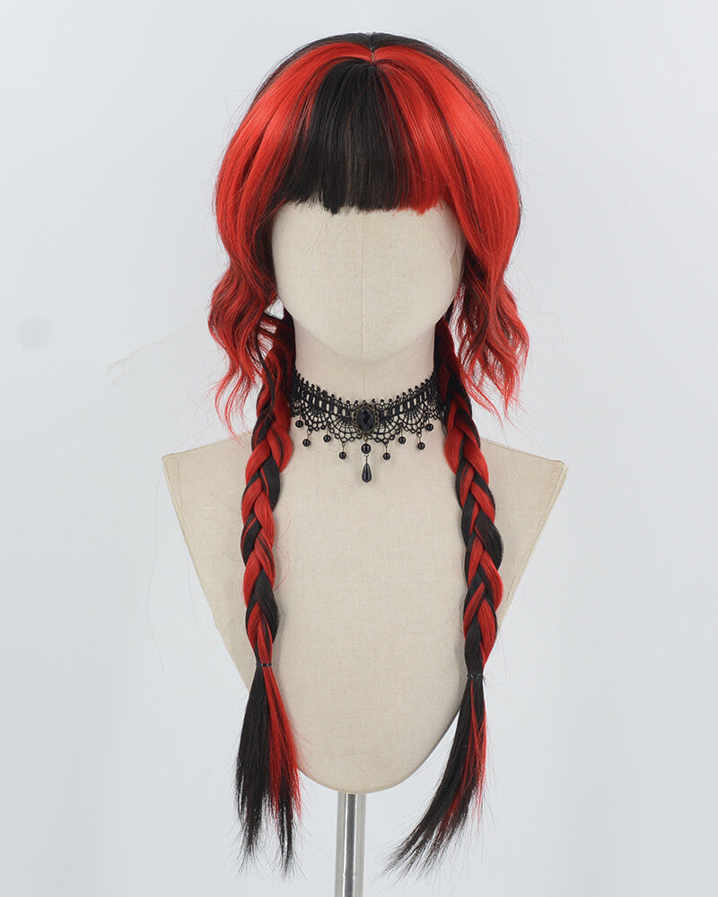 Black Red Braided Synthetic Wig HW698