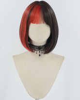 Black Red Short Bob Synthetic Wig HW693