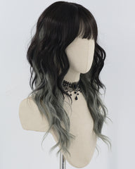 Black Ombre Grey Curly Synthetic Wig HW592