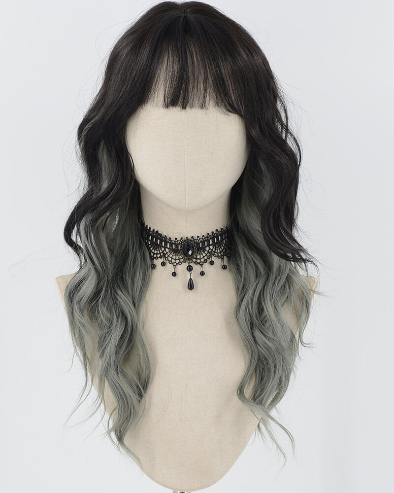 Black Ombre Grey Curly Synthetic Wig HW592