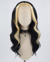 Blonde Skunk Stripe Black Synthetic Lace Front Wig WW585