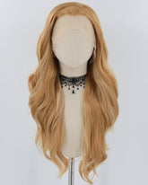 Blonde Brown Mixed Long Wavy Synthetic Lace Front Wig WW739