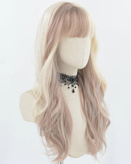 Blonde Brown Long Wavy Synthetic Wig HW673