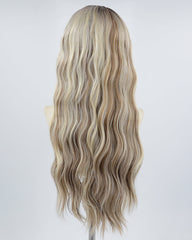 Blonde Skunk Stripe Brown Curly Synthetic Lace Front Wig WW635