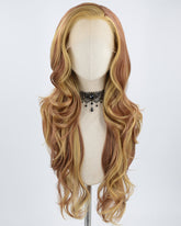Brown Skunk Stripe Long Wavy Synthetic Lace Front Wig WT234