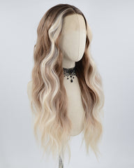 Brown Ombre Blonde Long Wavy Synthetic Lace Front Wig WW651
