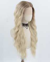 Ombre Blonde Long Curly Synthetic Lace Front Wig WW1010
