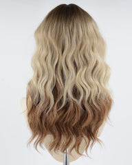 Ombre Blonde Brown Curly Synthetic Wig HW456