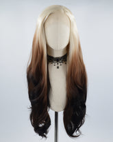 Ombre Blonde Brown Wavy Synthetic Lace Front Wig WW537