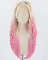Platinum Blonde Ombre Pink Synthetic Lace Front Wig WW735