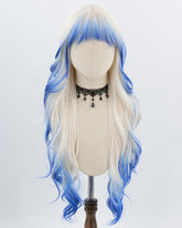 Blue Ombre Blonde Wavy Synthetic Wig HW766
