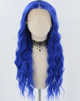 Blue Curly Synthetic Lace Front Wig WW887