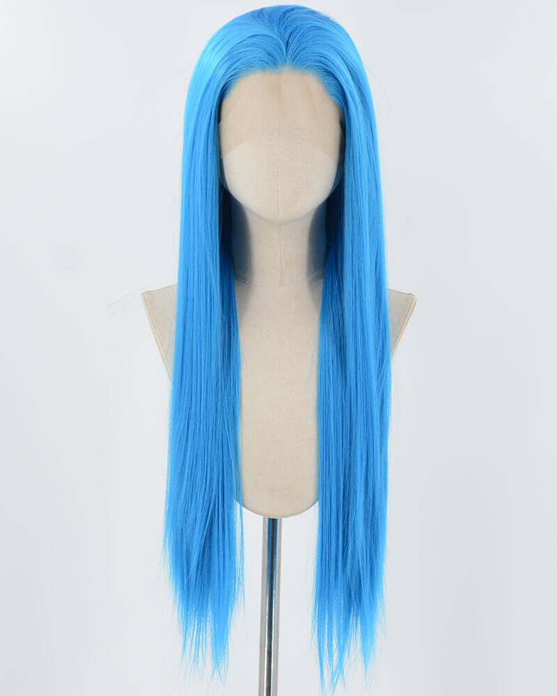 Blue Long Straight Synthetic Lace Front Wig WW859